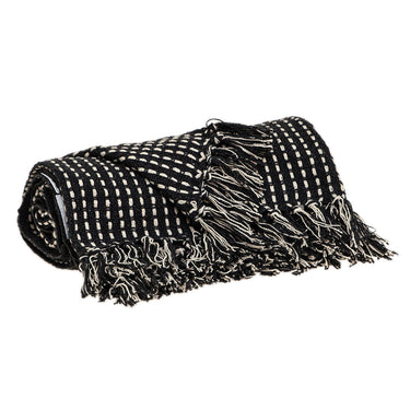 Black and White Cotton Striped Throw Blanket